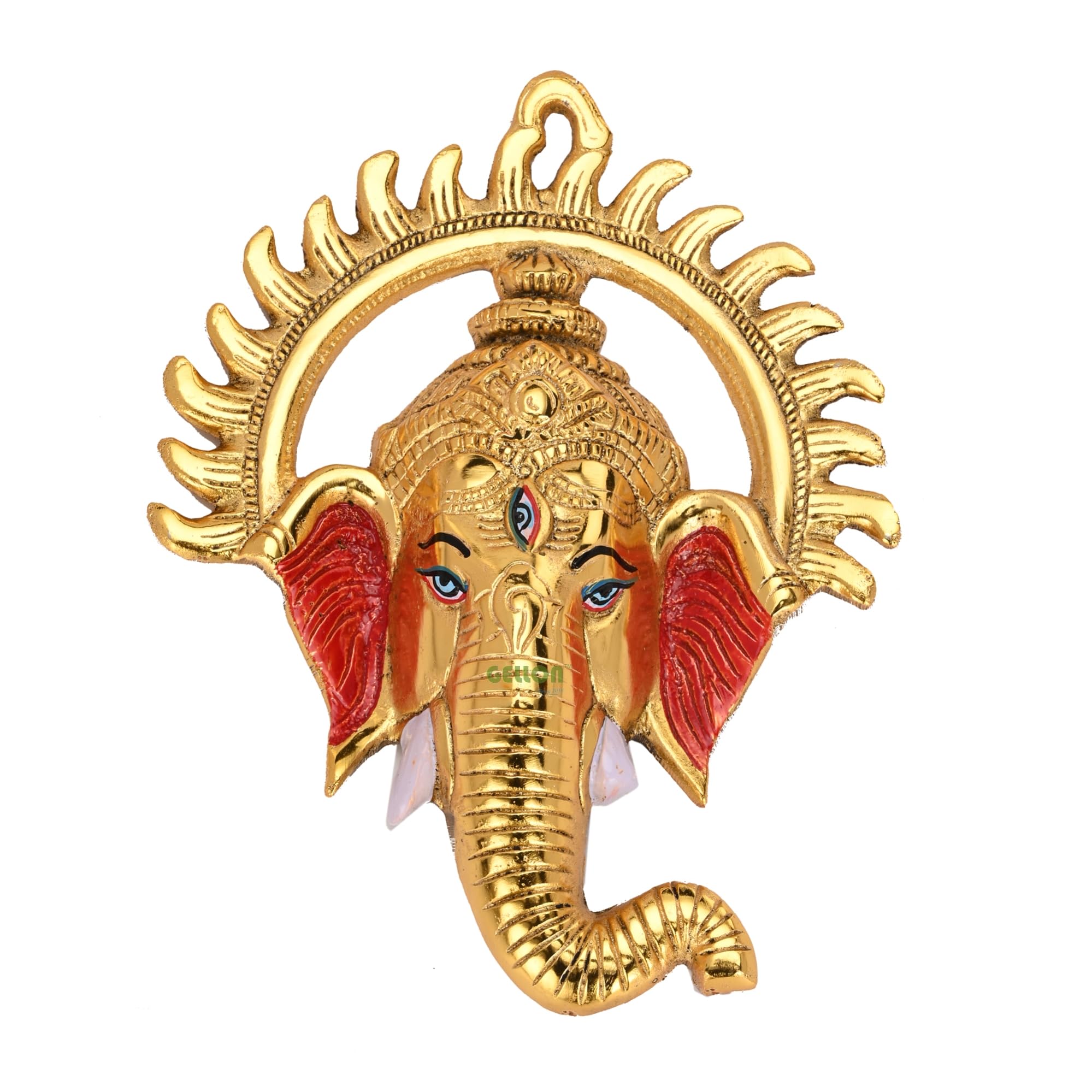 Gellon Wall Hanging Surya Ganesha Statue In Gold Finish, Ganesha Statue - Ganesha Murti  Ganesha For Wall Dcor Ganesh In Multico